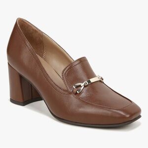 Naturalizer Wynrie Faux Leather Block Heel Career Loafers Brown Size 9.5 NWT